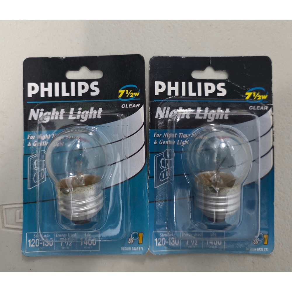 Philips 7.5W Night Light Clear Bulb S11 Medium Base 120V 1400 Hours